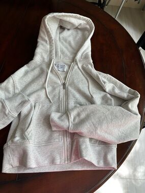 Athleta Kids Heather Light Gray Full-Zip Hoodie